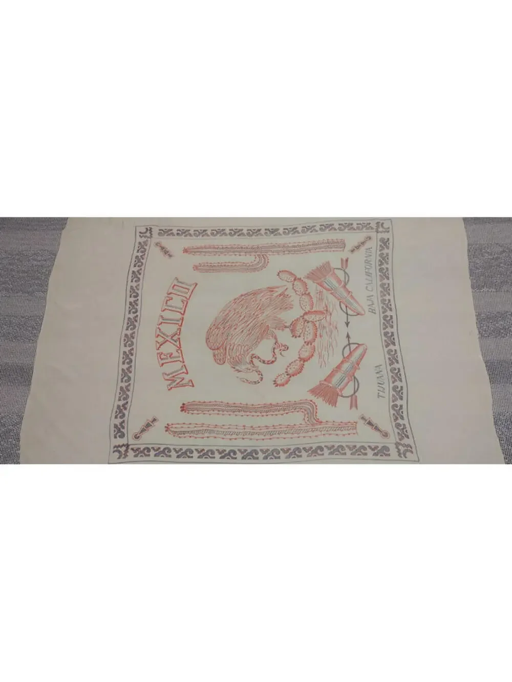 TIJUANA Mexico Edwardian Rayon Scarf 1910s Revolution 1920s Odd Size Victorian